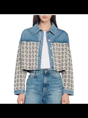 Sandro Blue Denim Button-Front Jacket